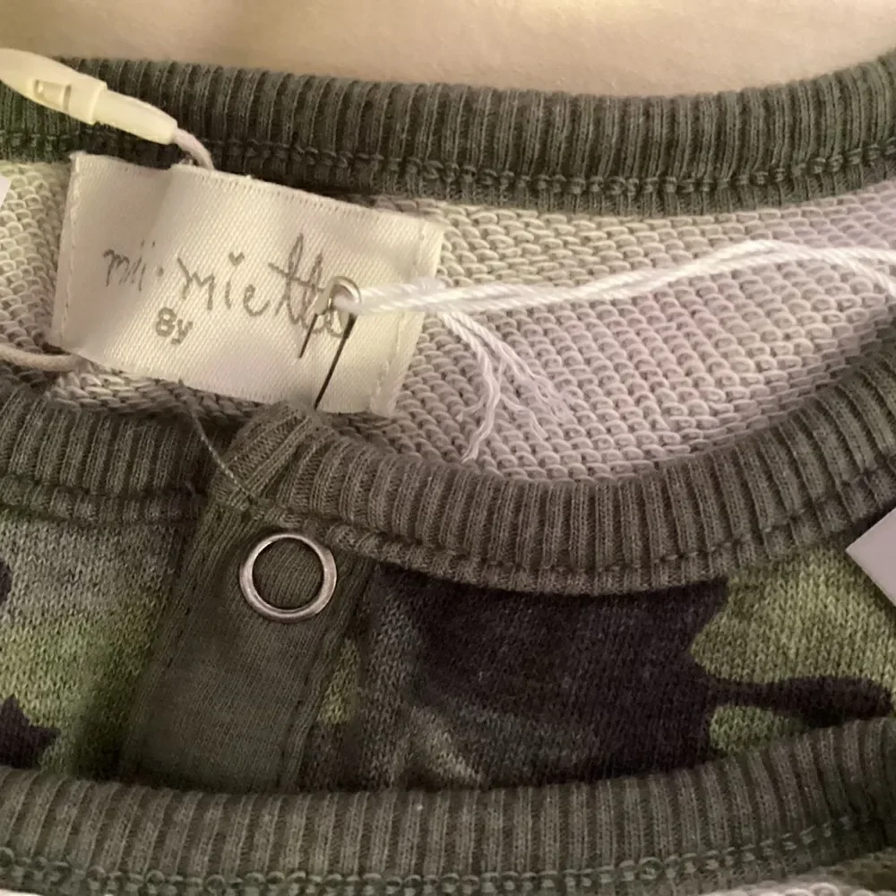 NWT Miki Miette Brand Boys Green Camo Long Sleeve Henley Sizes 6 and 8